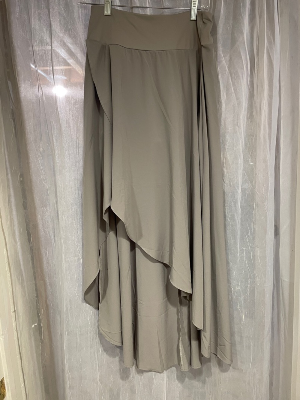 HALARA Neutral Grey Asymmetrical Draped Skirt